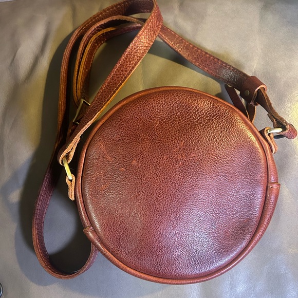 Portland Leather Circle Bag Nutmeg Brown Crossbody Canteen Round unisex - Picture 5 of 10